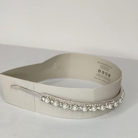 Anthropologie Deepa Gurnani Headband Pearls Crystals Silver Bridal Stace… - Picture 9 of 12